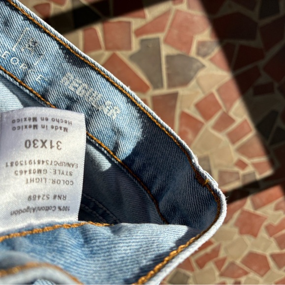 George Light Blue Straight Jeans with Purple/Gold LSU Tigers Patches - Picture 9 of 11